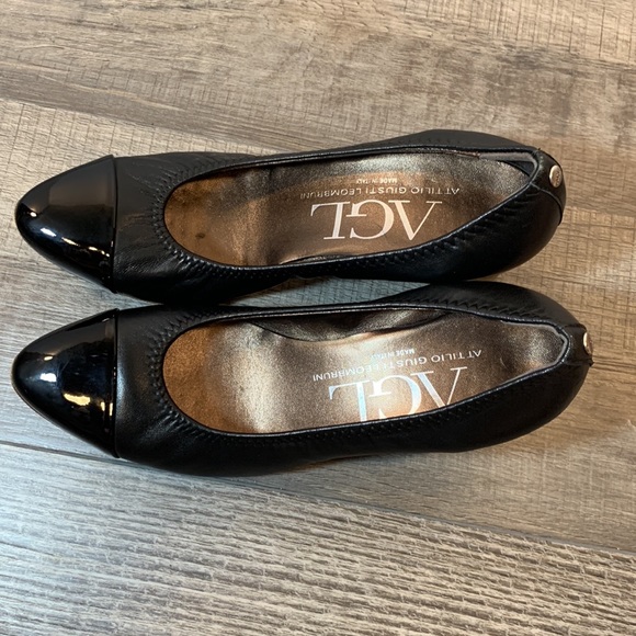 AGL black leather stacked heel shoes size 38 1/2 - Picture 9 of 10